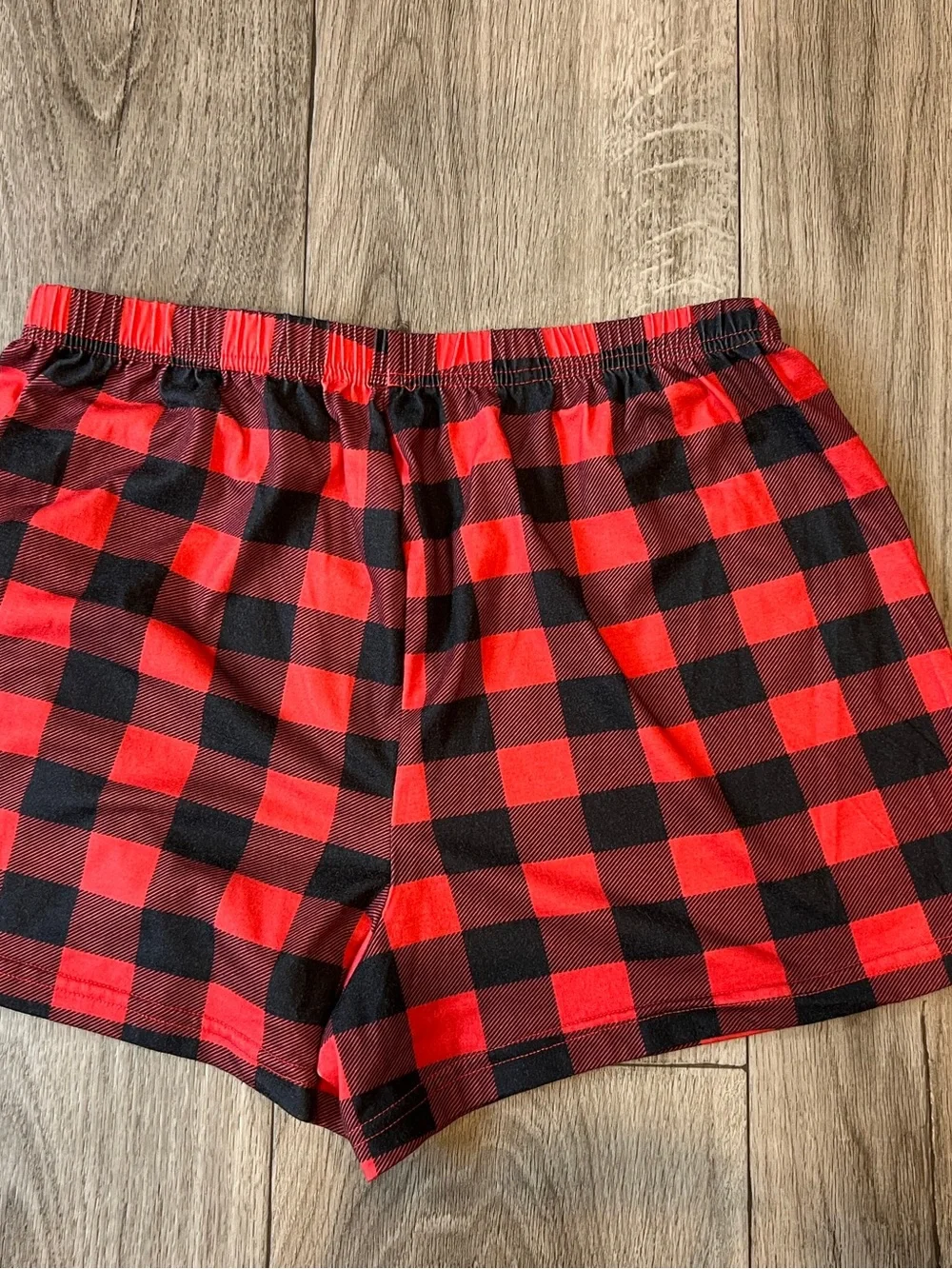 Women’s Red Black Buffalo Plaid Pajama Set Short Sleeve Shorts